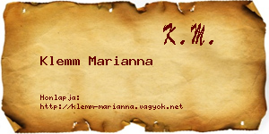 Klemm Marianna névjegykártya